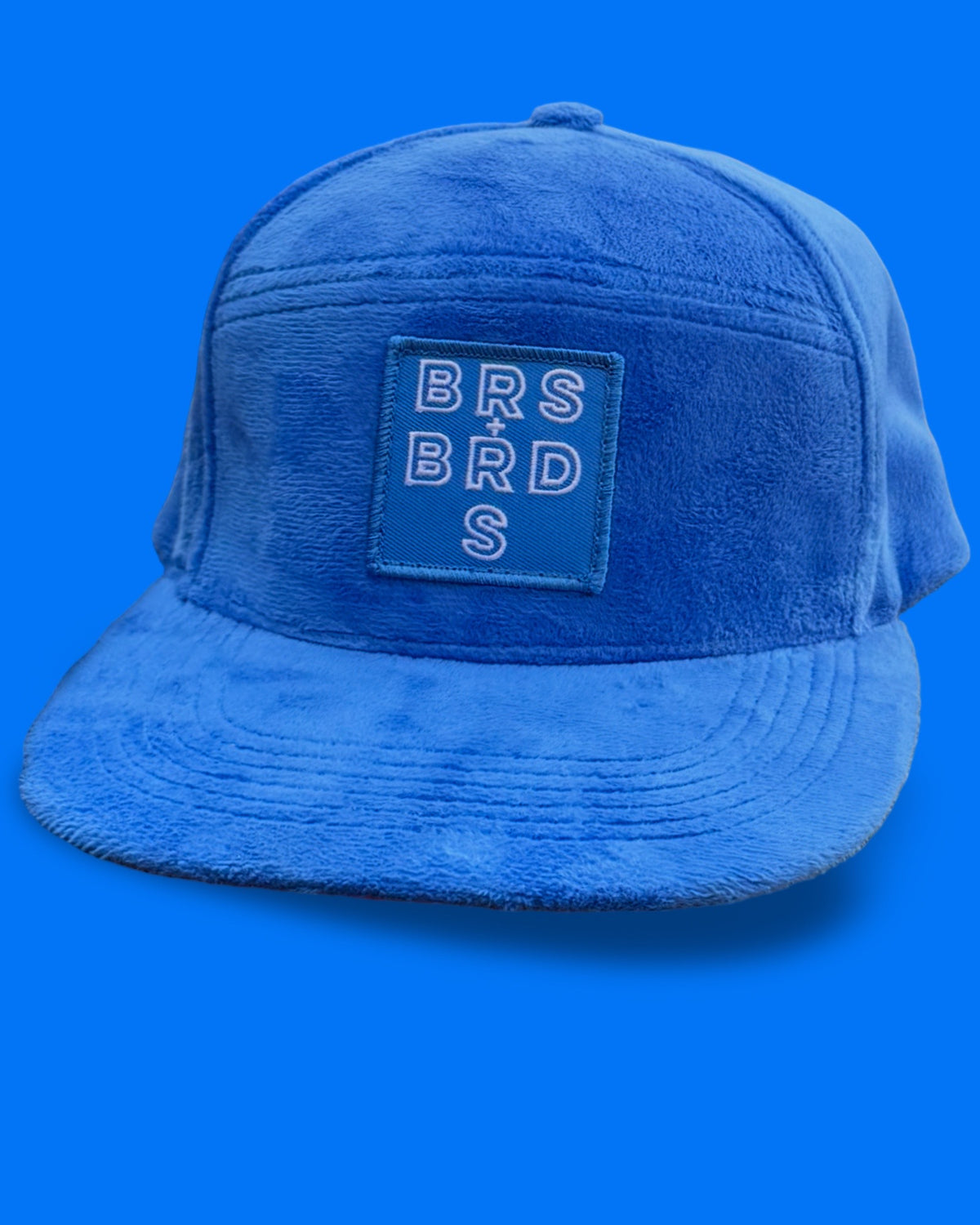 Blue velvet hat – bears and birds